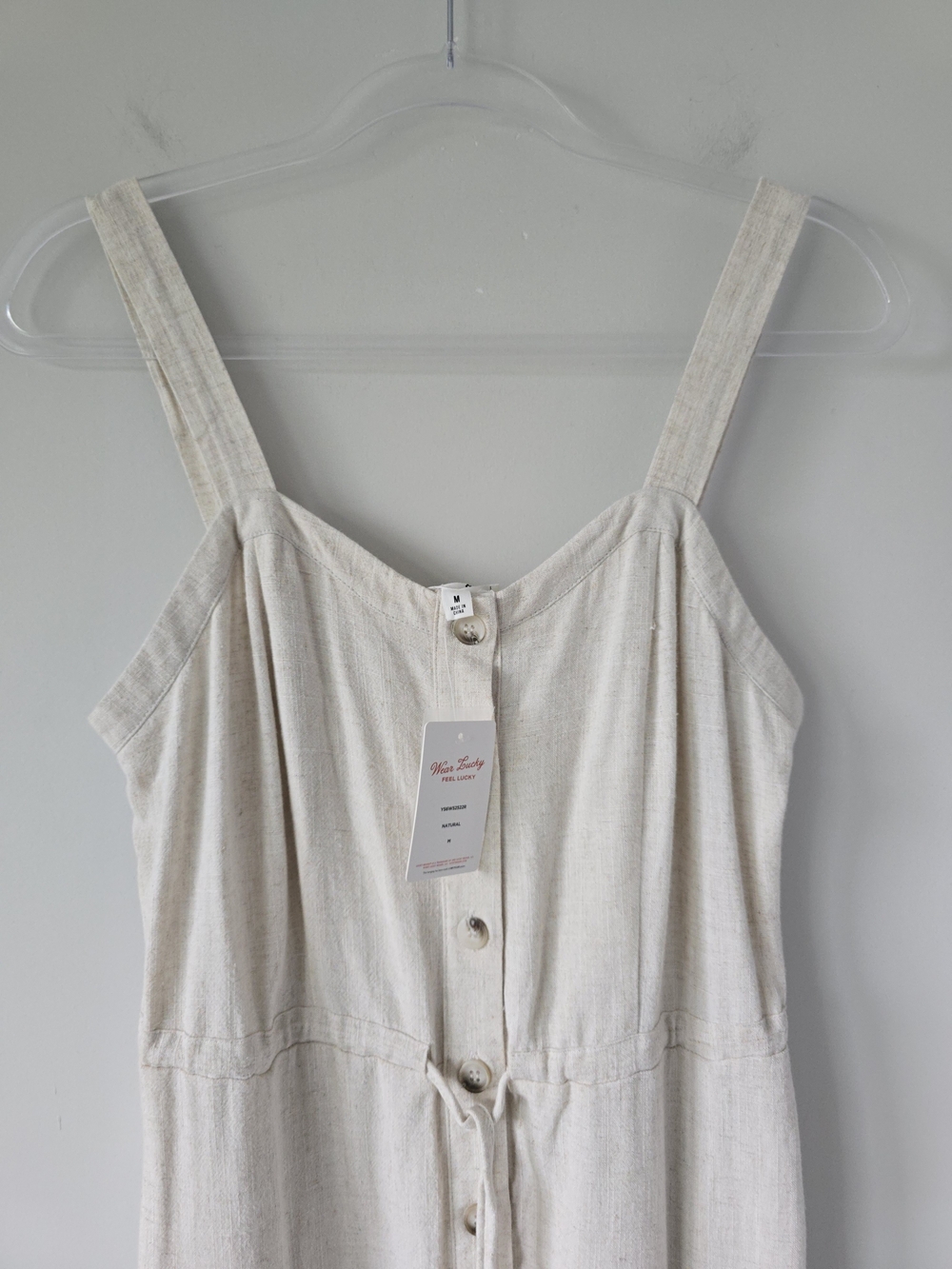 NWT Lucky Brand Linen Tiered Smocked Midi Dress M Beige Cream - Picture 4 of 8
